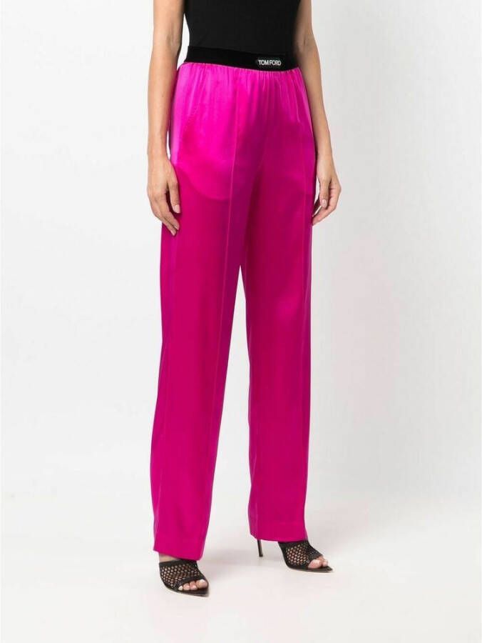Tom Ford Logo-patch rechte pijbroek Roze Dames