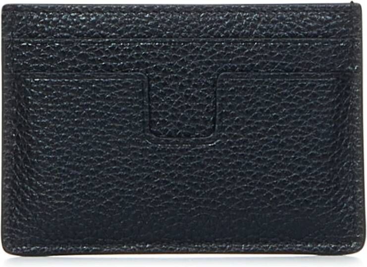 Tom Ford Elegante Leren Portemonnee met Gouden Logo Zwart Heren