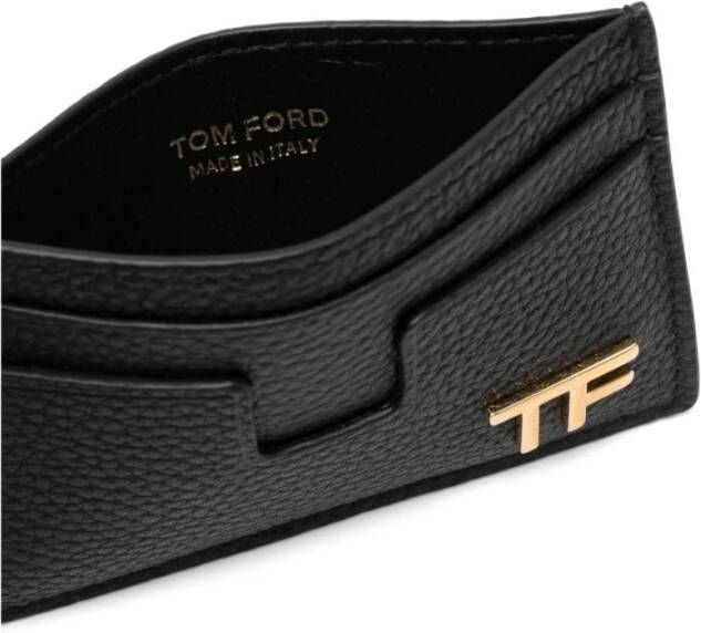 Tom Ford Elegante Zwarte Leren Portemonnee Zwart Heren