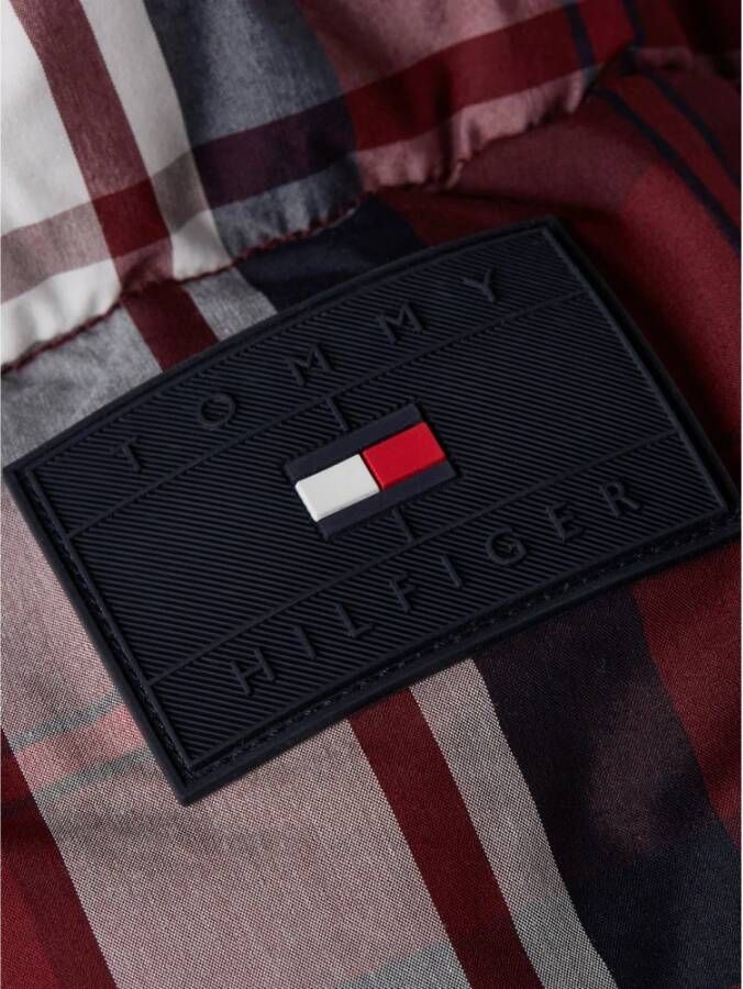 Tommy Hilfiger Check Puffer Jas Red Heren