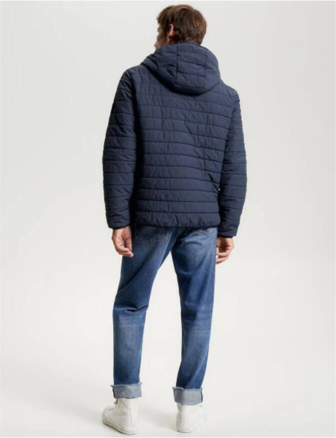 Tommy Hilfiger Gewatteerde jas met capuchon en elastische afwerking Blue Heren