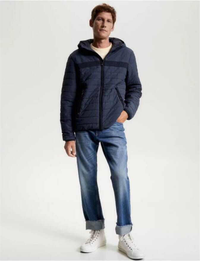 Tommy Hilfiger Gewatteerde jas met capuchon en elastische afwerking Blue Heren