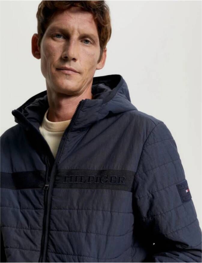 Tommy Hilfiger Gewatteerde jas met capuchon en elastische afwerking Blue Heren