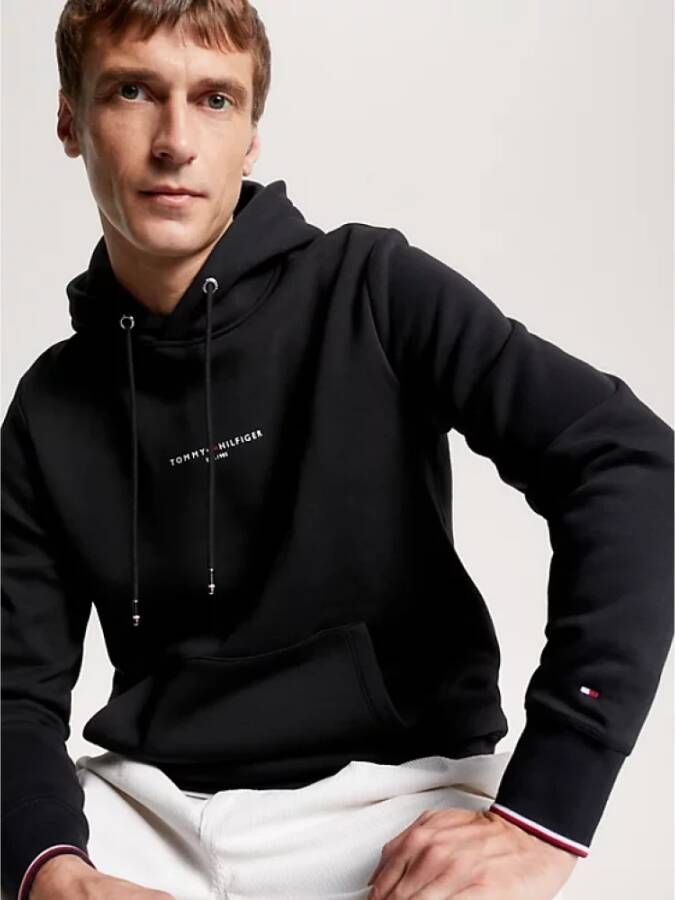 Tommy Hilfiger Heren Logo Tipped Hoody Zwart Heren
