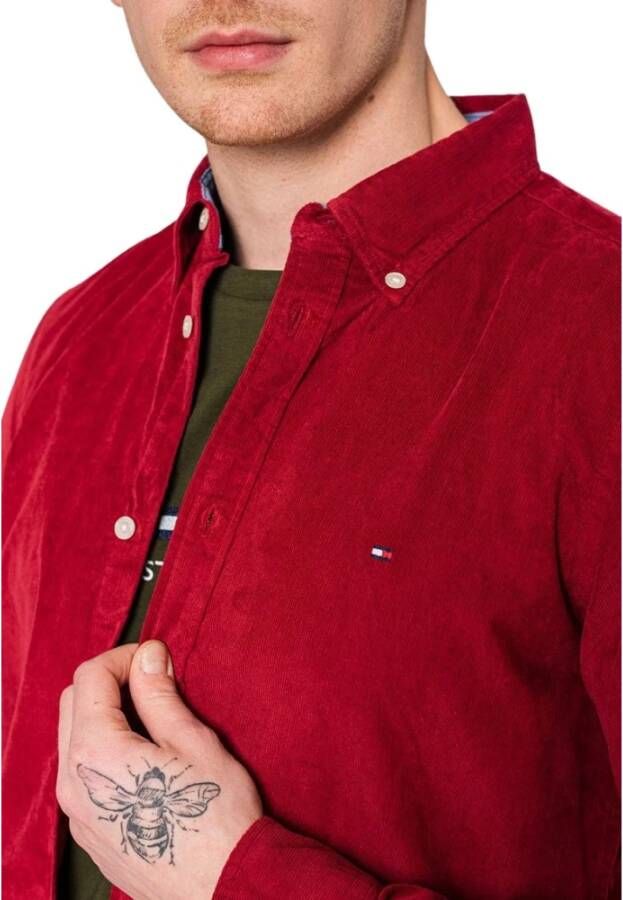 Tommy Hilfiger Normaal Overhemd Rood Heren