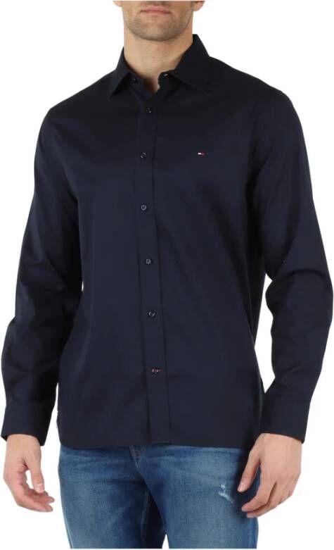 Tommy Hilfiger Regular Fit Katoenen Overhemd met Logo Borduursel Blue Heren