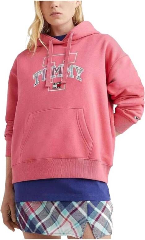 Tommy Hilfiger RLX Tartan Tommy Jeans Sweatshirt Pink Dames