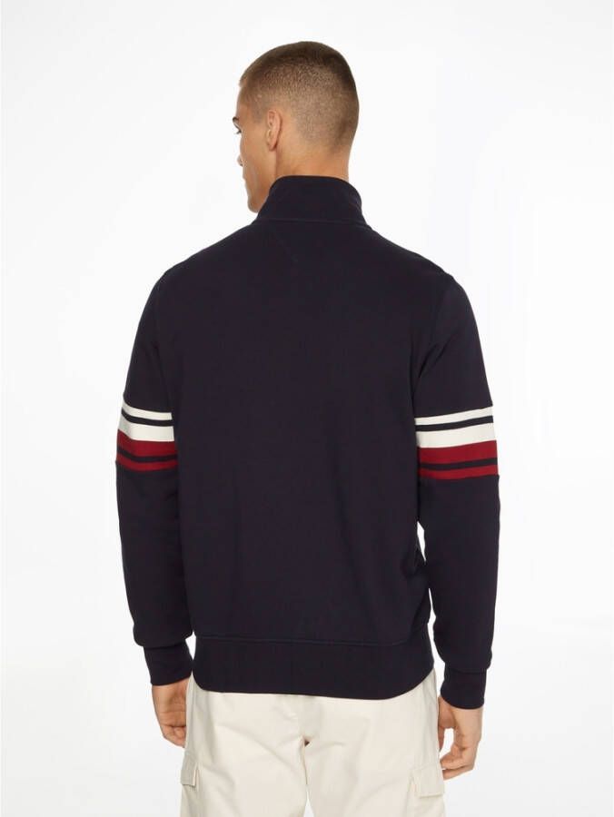 Tommy Hilfiger Stripe Sleeve ZIP Thru Blauw Heren