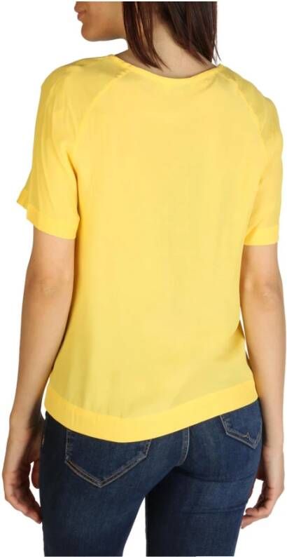 Tommy Hilfiger Dames T-shirt met korte mouwen en ronde hals Geel Dames