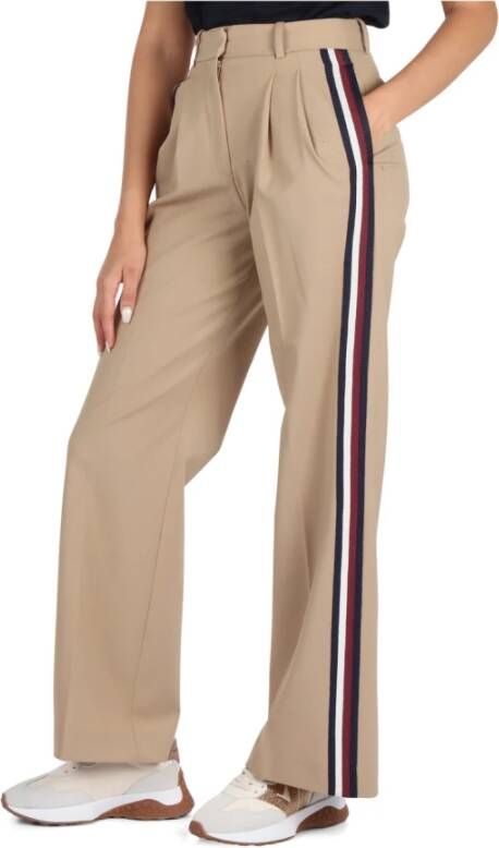 Tommy Hilfiger Wijde broek van wolmix Beige Dames