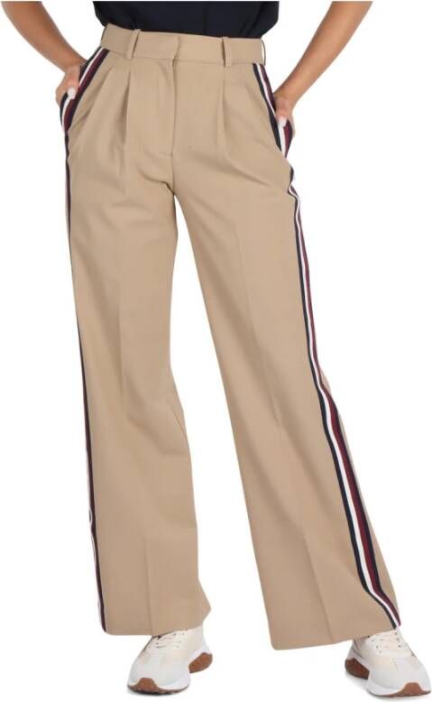 Tommy Hilfiger Wijde broek van wolmix Beige Dames