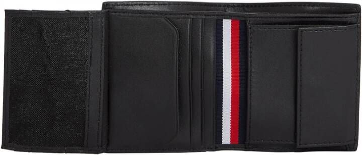 Tommy Hilfiger Zwarte leren portemonnee met kaartsleuven en geldclip Zwart Heren
