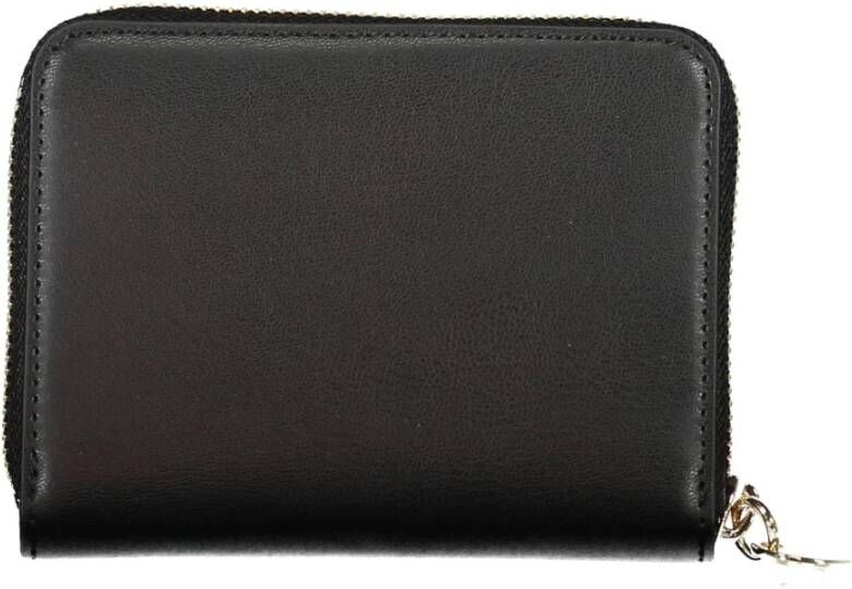 Tommy Hilfiger Zwarte Polyurethaan Portemonnee met 4 Compartimenten en Ritssluiting Zwart Dames