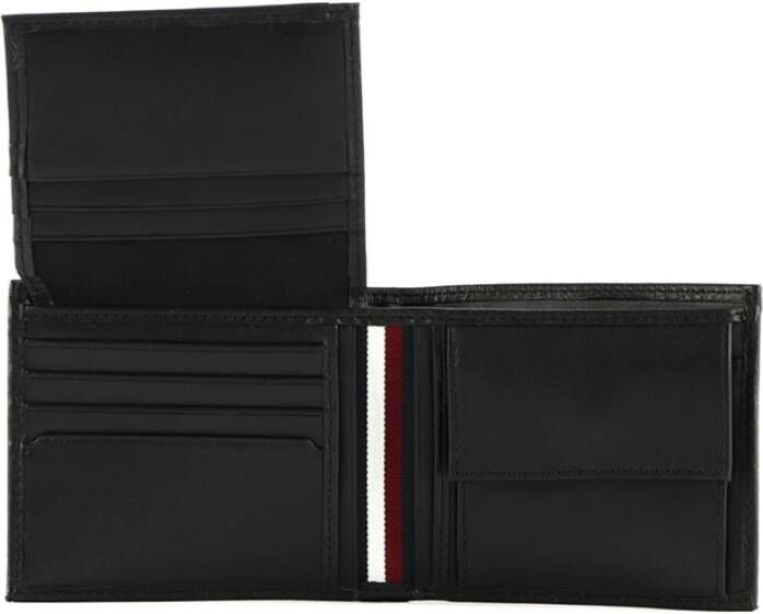 Tommy Hilfiger Zwarte portemonnee met kaartsleuven en geldclip Zwart Heren