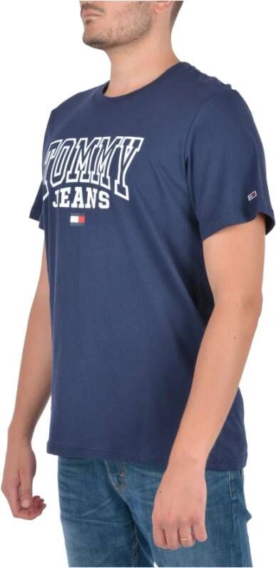 Tommy Jeans Blauwe T-shirts en Polos met Logo Blauw Heren
