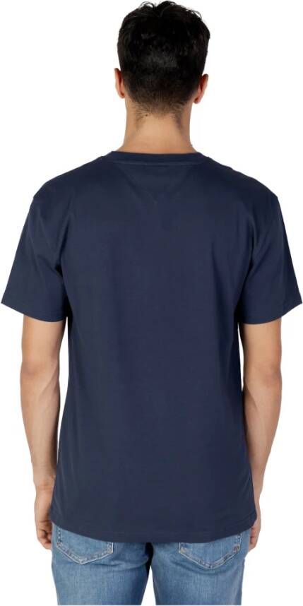 Tommy Jeans Heren Klassiek T-Shirt met Kleine Tekst Blauw Heren