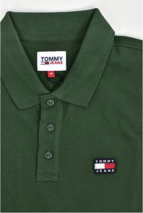 Tommy Jeans Logo Geborduurd Katoenen Polo Rechte pasvorm Groen Heren