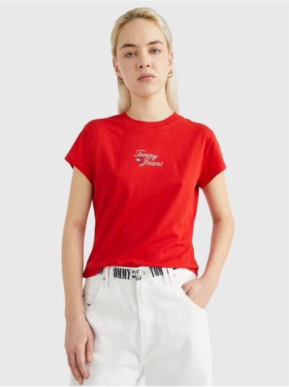Tommy Jeans T-Shirts Rood Dames