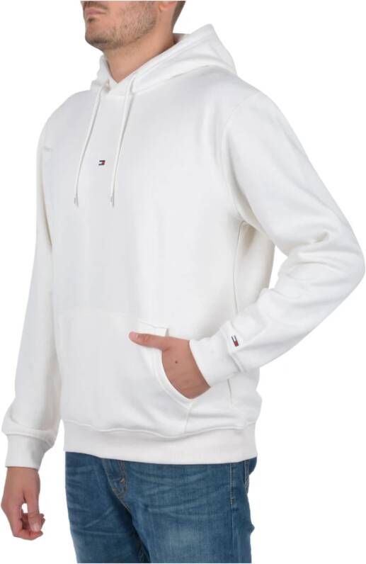 Tommy Jeans Witte Hoodie Sweater met Logo Wit Heren
