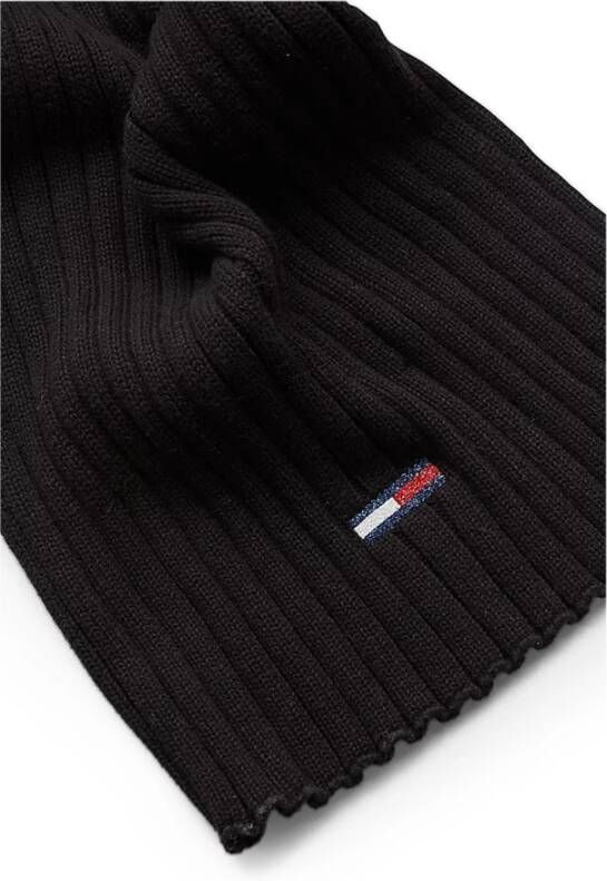 Tommy Jeans Zwarte Sjaal voor Dames voor Herfst Winter Zwart Dames