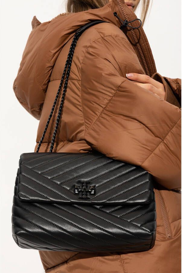 TORY BURCH Kira Chevron lederen schoudertas Zwart Dames