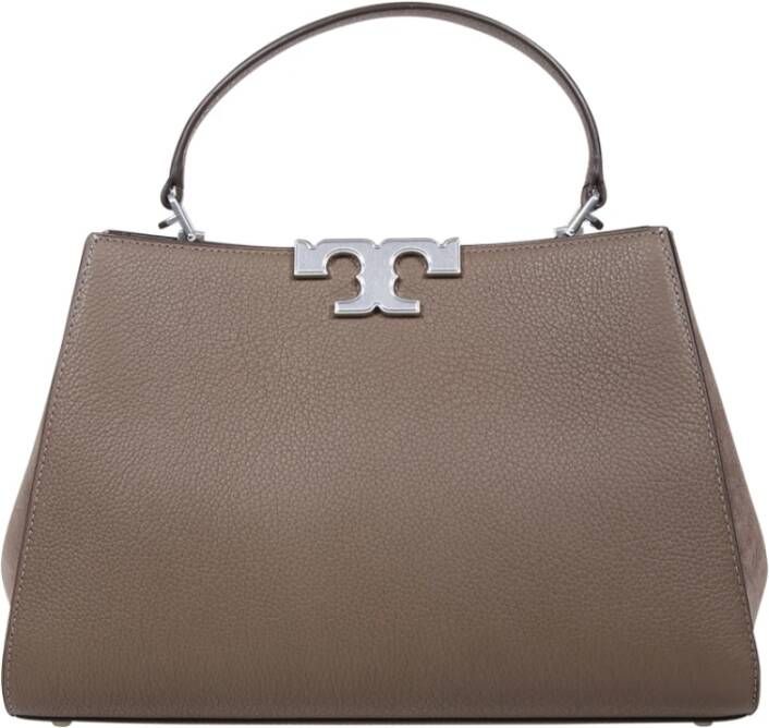 TORY BURCH Eleanor Pebbled Satchel Brown Dames