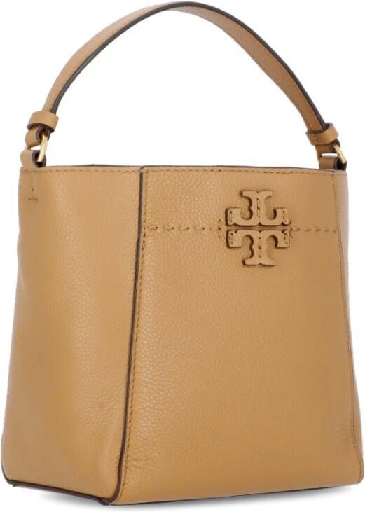 TORY BURCH Bruine Geperste Leren Handtas voor Vrouwen Bruin Dames