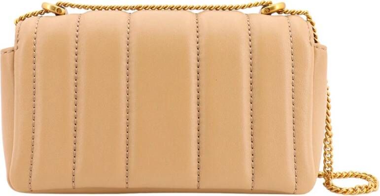 TORY BURCH Leren Mini Tas met Metalen Schouderband Beige Dames