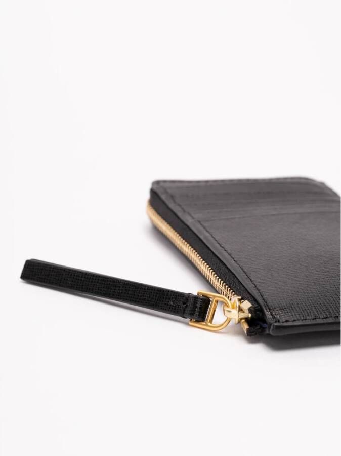 TORY BURCH Leren Top-Zip Kaarthouder Black Dames