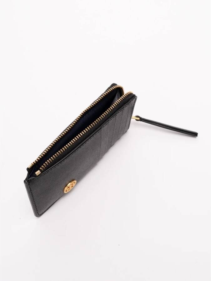 TORY BURCH Leren Top-Zip Kaarthouder Black Dames
