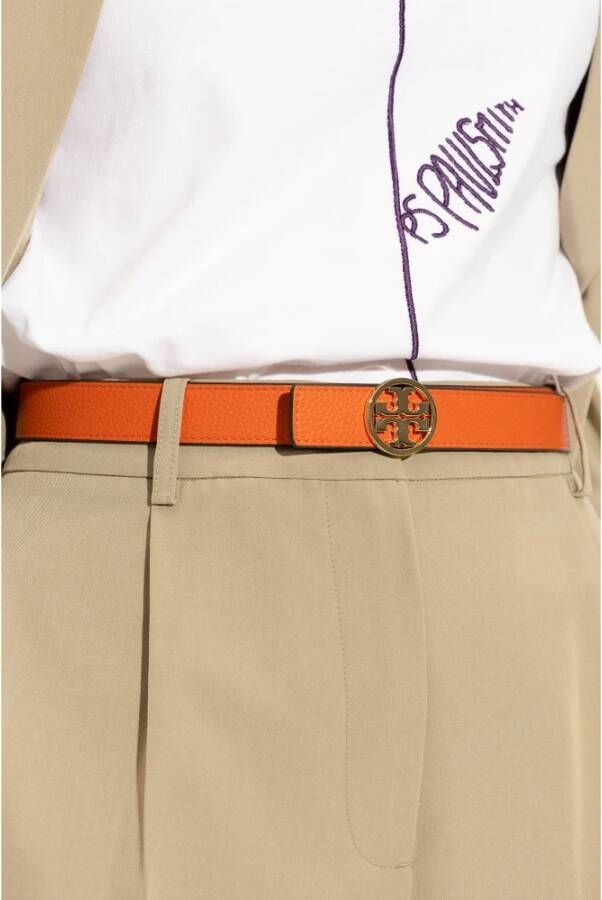 TORY BURCH Omkeerbare riem met logo Oranje Dames