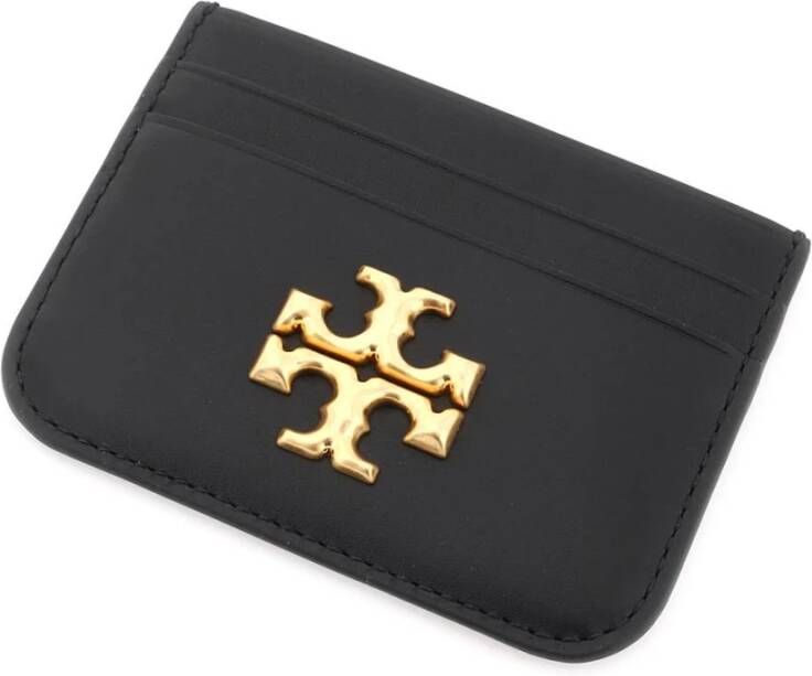 TORY BURCH Stijlvolle Leren Kaarthouder Zwart Dames