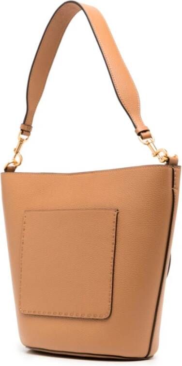 TORY BURCH 227 Tiramisu Leren Bucket Tas Bruin Dames