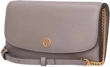 TORY BURCH Leren Portemonnees met Schouderband Grijs Dames