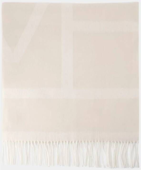 TotêMe Wollen Monogram Jacquard Sjaal Wit Dames