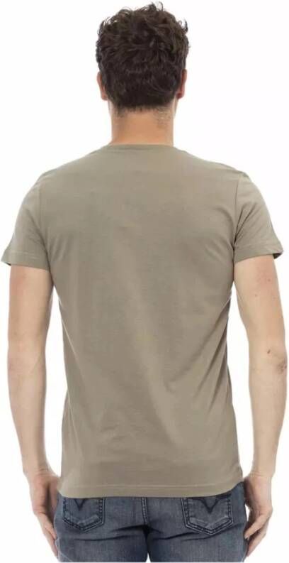 Trussardi Bruine Grafische Print V-Hals T-Shirt Brown Heren