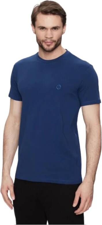 Trussardi Greyhound Borduurwerk Katoen Stretch T-Shirt Blauw Heren