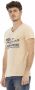 Trussardi Beige V-hals T-shirt met Elegant Frontprint Beige Heren - Thumbnail 2