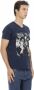 Trussardi Korte Mouw V-hals T-shirt Voorprint Blue Heren - Thumbnail 2