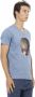 Trussardi Chique lichtblauw V-hals T-shirt met frontprint Blue Heren - Thumbnail 2