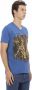 Trussardi Blauw Katoenen V-Hals T-Shirt met Voorkant Print Blue Heren - Thumbnail 2