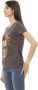 Trussardi Bruine Katoenen V-Hals T-Shirt met Voorkant Print Brown Dames - Thumbnail 2