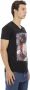 Trussardi Zwart V-hals T-shirt met Unieke Frontprint Black Heren - Thumbnail 2
