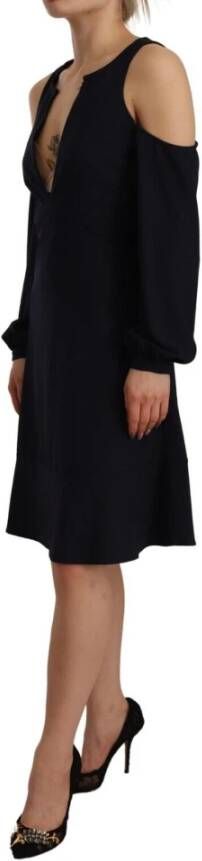 Twinset Black Long Sleeves Open Shoulder A-line Dress Zwart Dames