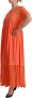 Twinset Coral Short Sleeves Cotton Maxi Shift Dress Oranje Dames - Thumbnail 2