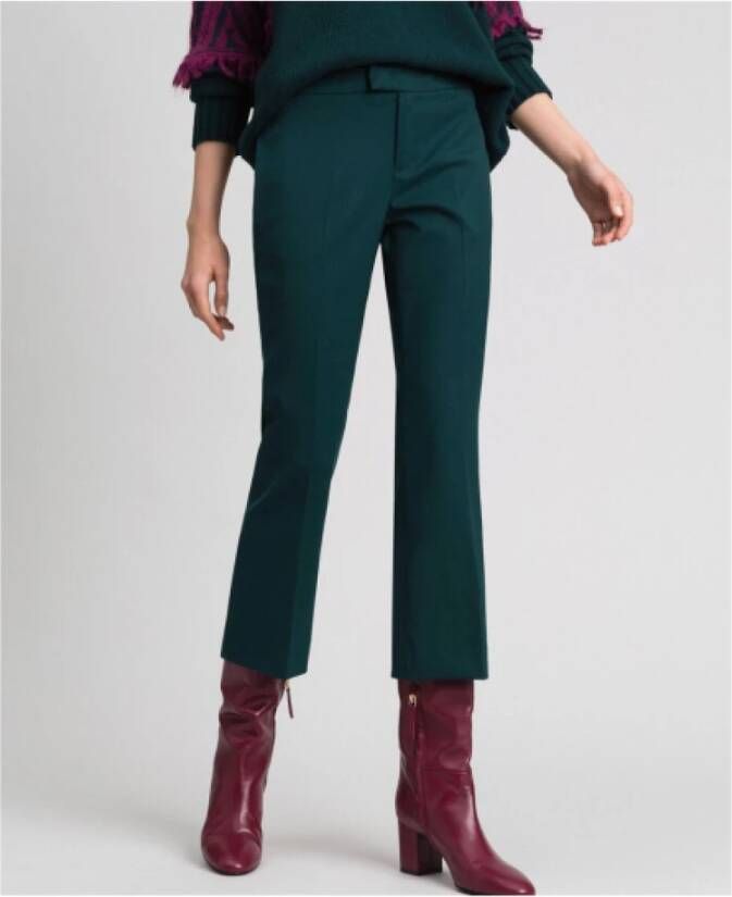 Twinset Cropped Trousers Green Dames
