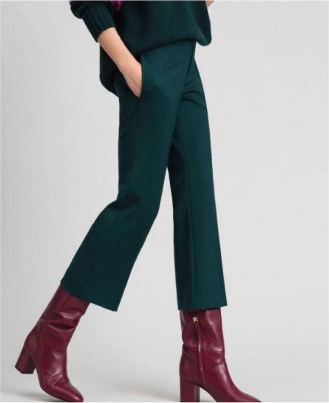 Twinset Donkergroene Flared Cropped Broek Green Dames
