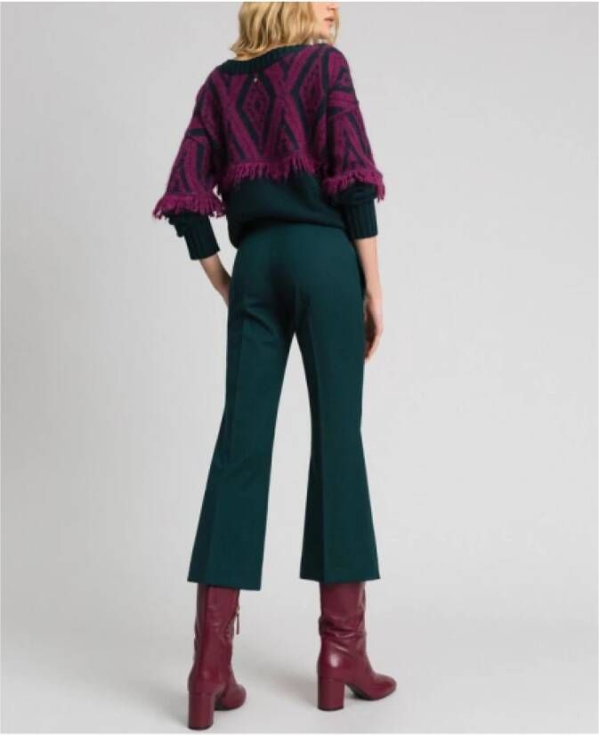 Twinset Donkergroene Flared Cropped Broek Green Dames
