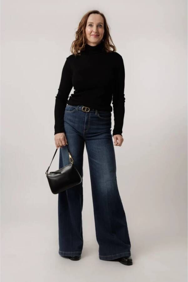 Twinset Flared Denim Jeans met hoge taille en riem Blue Dames