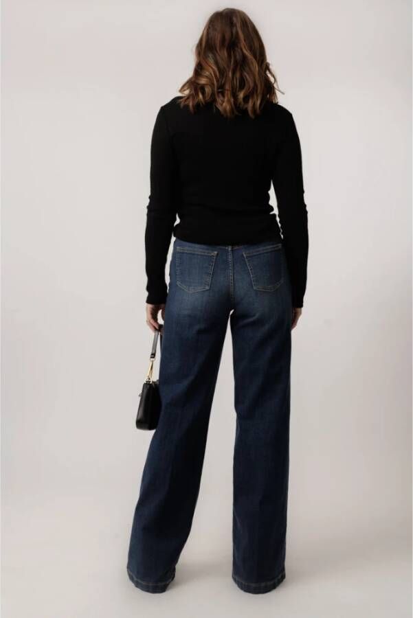 Twinset Flared Denim Jeans met hoge taille en riem Blue Dames